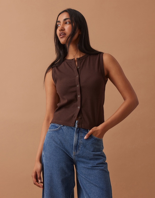 Ceres Life - Lyla Button Through Rib Tank