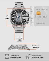 Diesel - Mega Chief Slim Silver Tone Analogue-Chronograph Watch