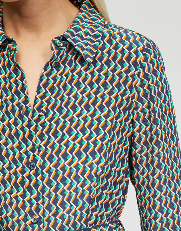 Oxford - Dianne Zigzag Print Shirt Dress