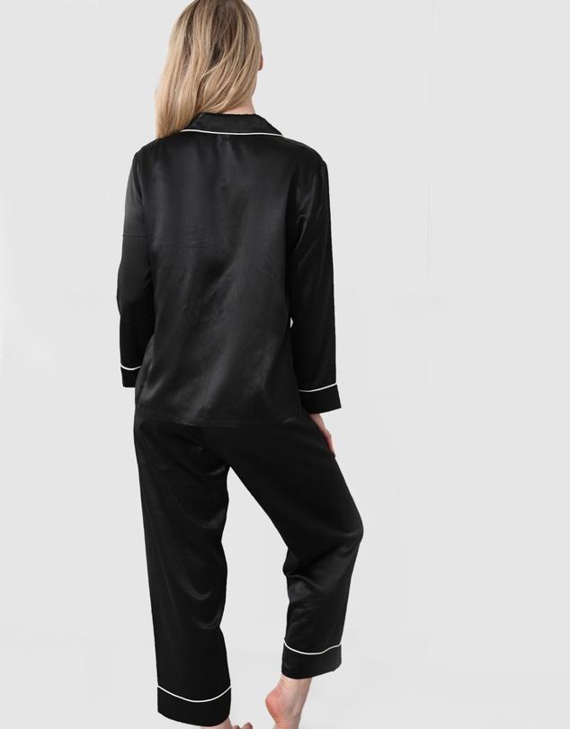 The Fable - Midnight Black Silk Pyjamas