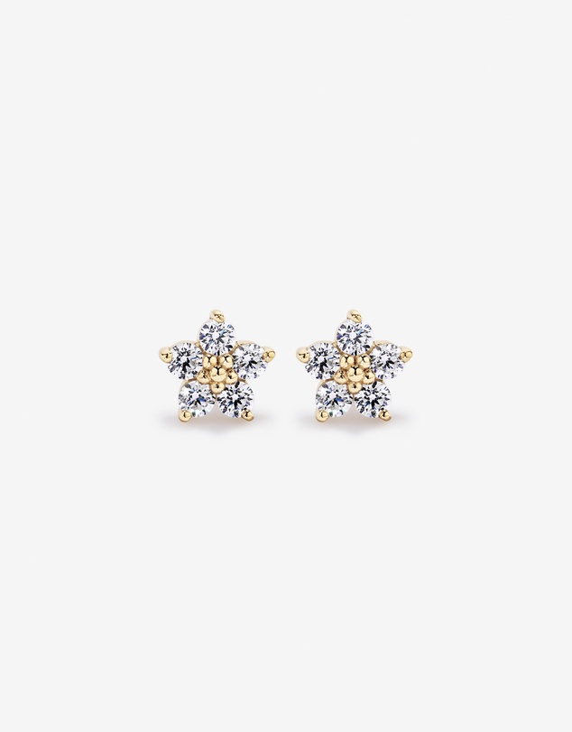 Michael Hill - Flower Stud Earrings in 18kt Vermeil with Cubic Zirconia