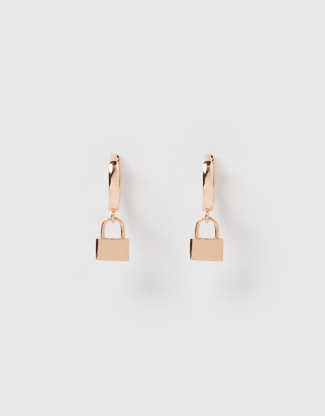 Izoa - Padlock Huggie Earrings