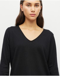 JH Lounge - JHL V-Neck L/S T (Fine Cotton Cashmere) Black