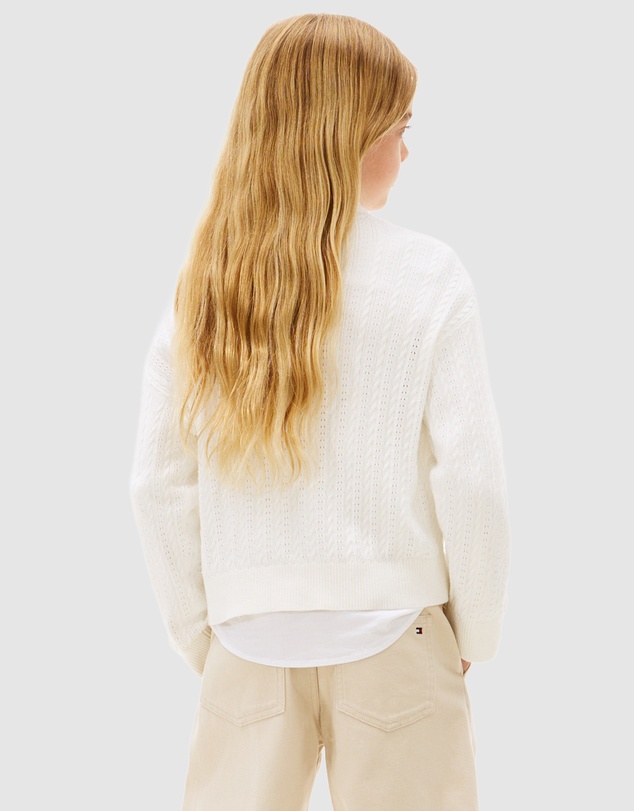 Tommy Hilfiger - Girls Pointelle Cable Knit Relaxed Jumper - Teens