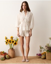 BOTEH - Serenia Smock Blouse With Waist Tie