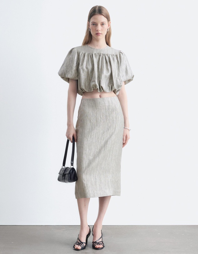 & Other Stories - Gathered Metallic Blouse