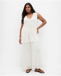 City Chic - Crochet Tie Vest - creme