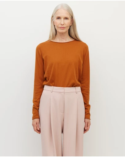 JH Lounge - JHL Crew L/S T (Fine Cotton Cashmere) Tobacco