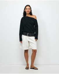 AERE - Caia Off Shoulder Long Sleeve T-Shirt