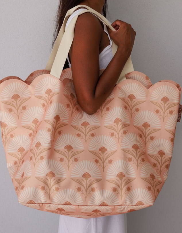 Sky Gazer - Scalloped Edge Beach Bag- Rosebud Pink