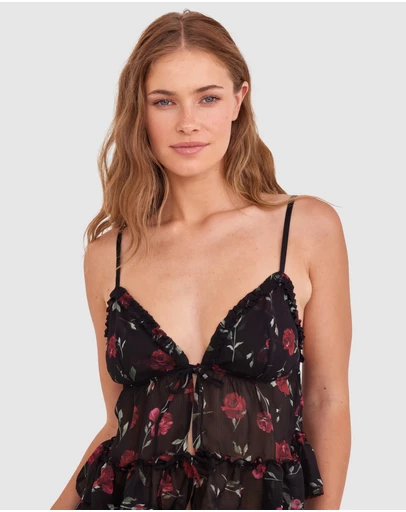 Bras N Things - Elain Cami - Print Floral/Black