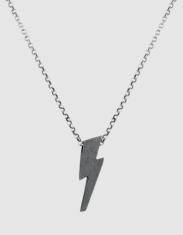 Kuzzoi - ICONIC EXCLUSIVE - Lightning Pendant Necklace in Oxidised 925 Sterling Silver
