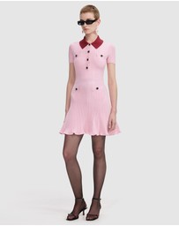 Self Portrait - Contrast Collar Knit Mini Dress