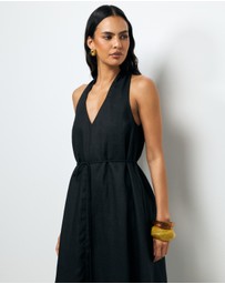 AERE - Loretta Linen Midi Dress