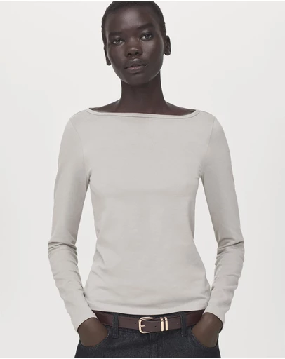M.N.G - Cotton Boat Neck T-Shirt