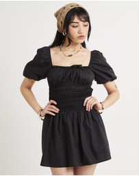 Subtitled - Kora Puff Sleeve Shirred Mini Dress