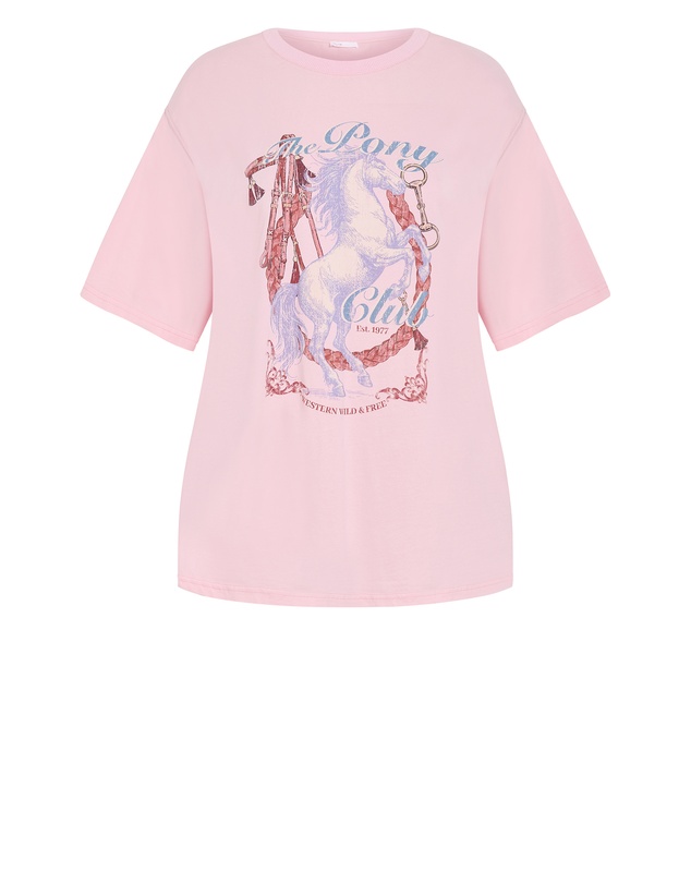 City Chic - Plus size Riders Club Cotton Tee - pink