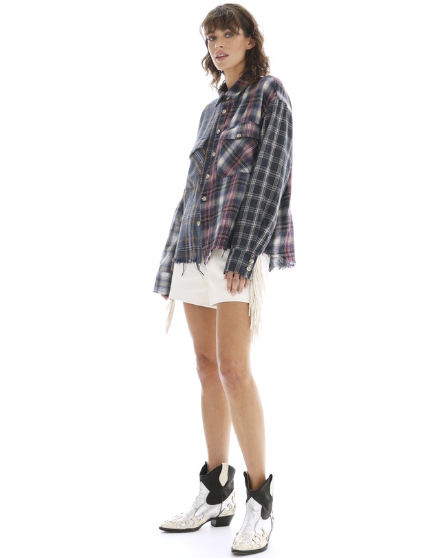 THE TALES - Cut Off Patchwork Check Shirt