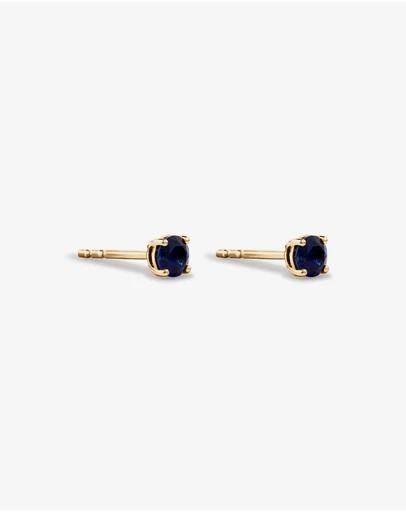 Michael Hill - Round Blue Created Sapphire Birthstone Stud Earrings in 10kt Yellow Gold