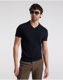 Calibre - Collared Technical Knit Polo Navy