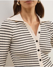 Atmos&Here - Noa Button Front Striped Cardigan