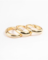 Lovisa - Gold Plated Medium Dome Ring Pack