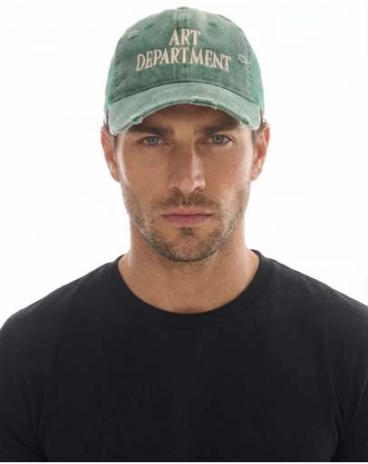 THE TALES - Destroyed Art Department Green Trucker Cap