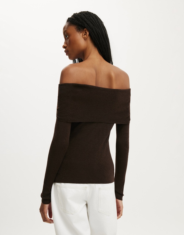 Cotton On - Twist Off Shoulder Ls Knit