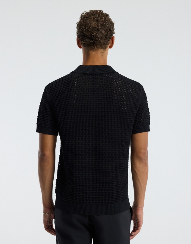 Calibre - Textured Open Knit Polo Black