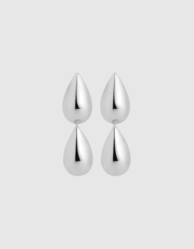 Najo - Liora Double Drop Silver Stud Earring