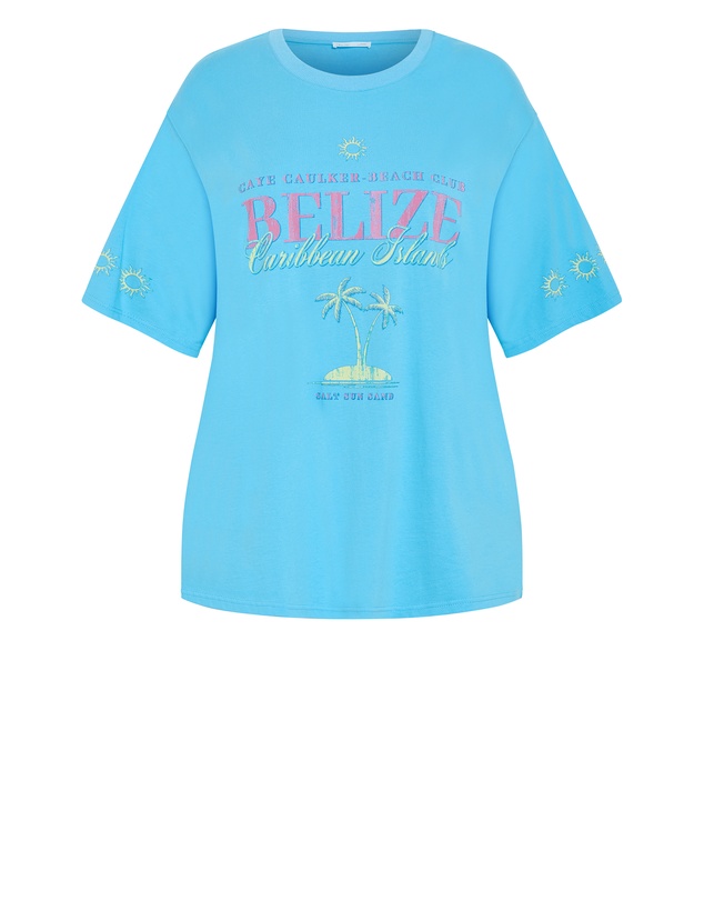 City Chic - Plus size Out Of Office Oversized Tee - blue