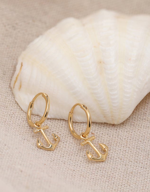 Elli Jewelry - Anchor Hoop Earrings in Gold-Plated 925 Silver