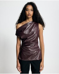 Lover - Fleur Patent Leather Look Asymmetrical Top