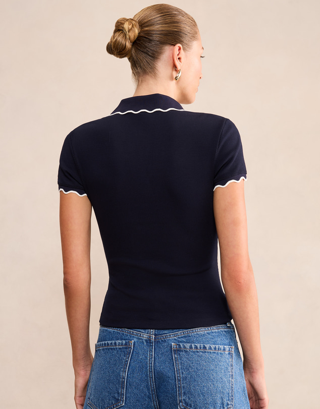 Forever New - Sarah Scallop Trim Polo Top