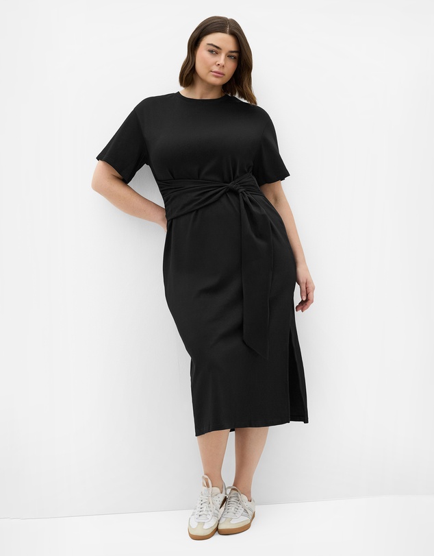 City Chic - Plus size Gina Waist Detail Midi Dress - black