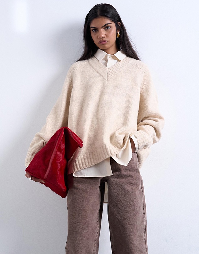 TOPSHOP - Knitted Clean V-Neck Jumper