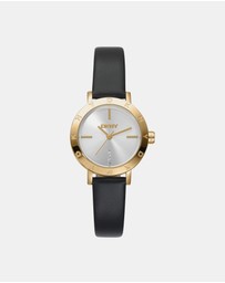 DKNY - Essentials Gold 28mm Silver Dial Womens Watch + Gold Bracelet