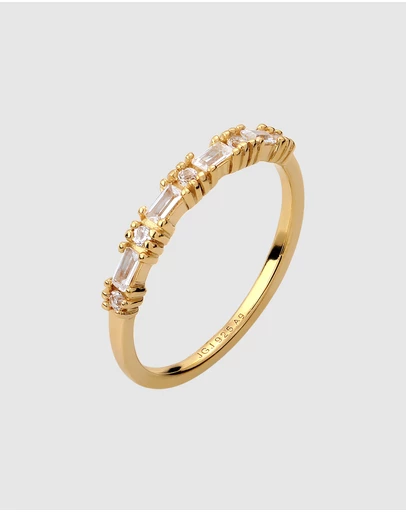 Elli Jewelry - Ring Topaz 925 Sterling Silver Gold-Plated