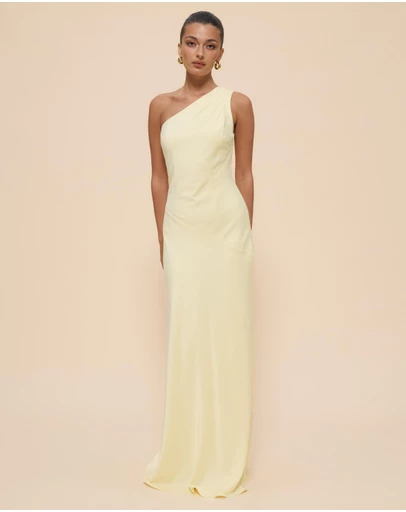 CHANCERY - Hallie Satin One Shoulder Drape Maxi Dress