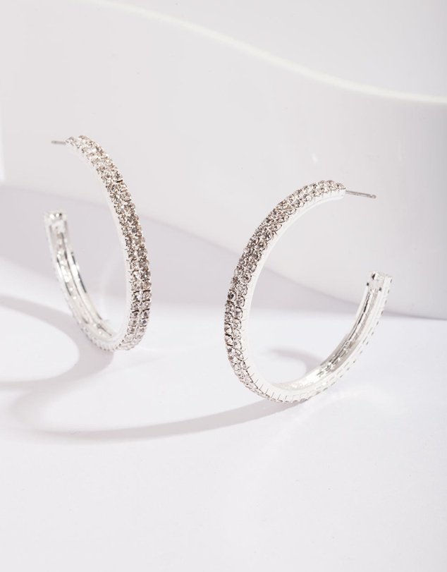 Lovisa - Double Row Diamante Hoop Earrings