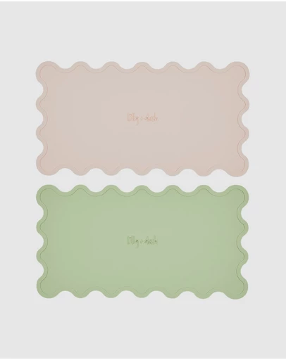 Lilly + Dash - Dog & Cat Wave Placemats - Mint Green & Pink Rose Quartz
