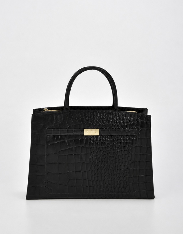 Cobb & Co - Toorak Leather Croc Business Bag Tote