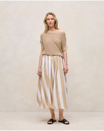 Trenery - Cabana Stripe Skirt in Sand