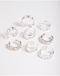 Lovisa - Silver Starry Heart Cuff Earring 8-Pack