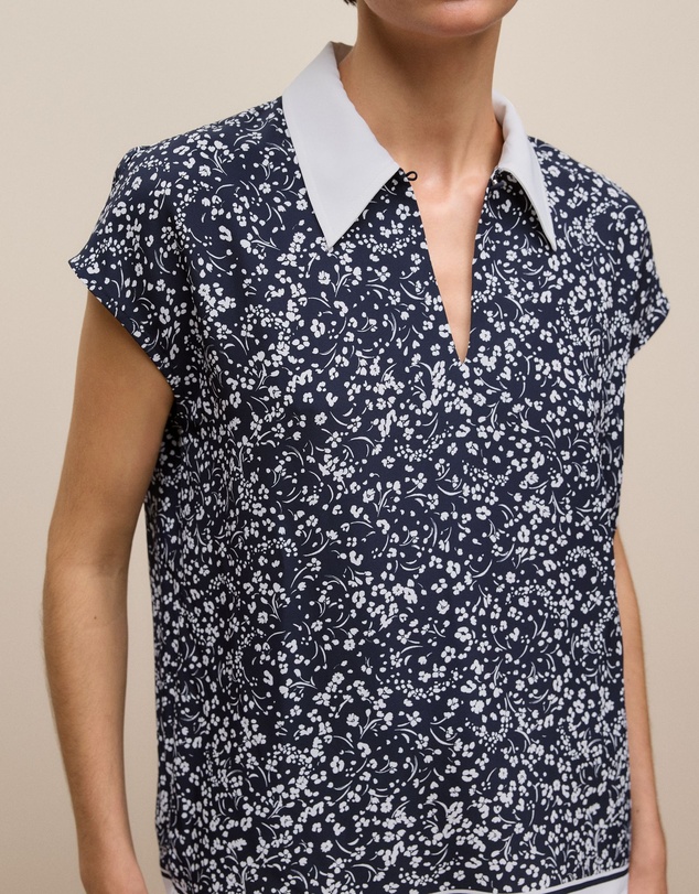 Trenery - Carraway Cap Sleeve Blouse in Night Sky