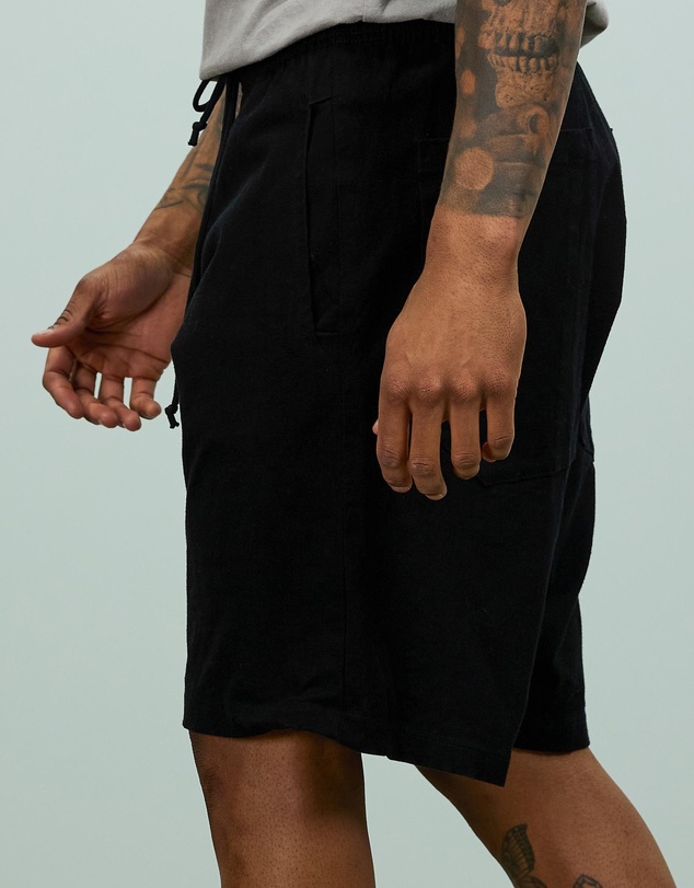 Surrounded By Ghosts - The Garnet Denim Low Crotch Drawstring Shorts