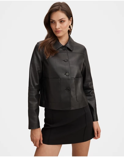 Forever New - Sarah Vegan Leather Top Collar Jacket