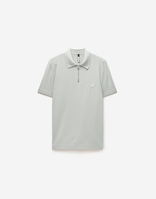 Calibre - Cotton Zip Neck Polo Silver