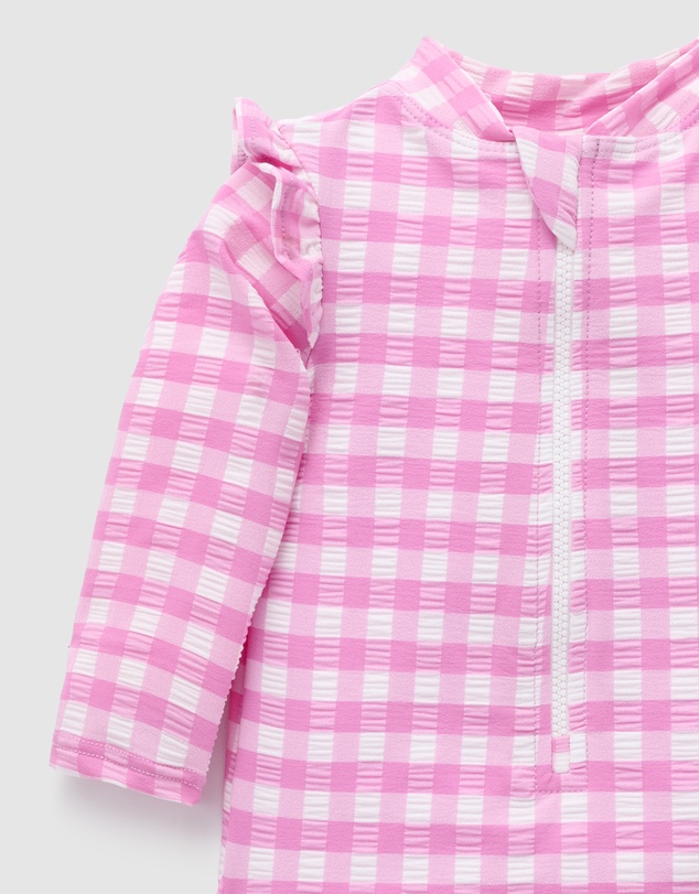 Purebaby - Printed Frilly Long Sleeve Swimsuit- Kids-Babies