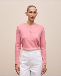 Trenery - Cotton Henley in Dusty Rose